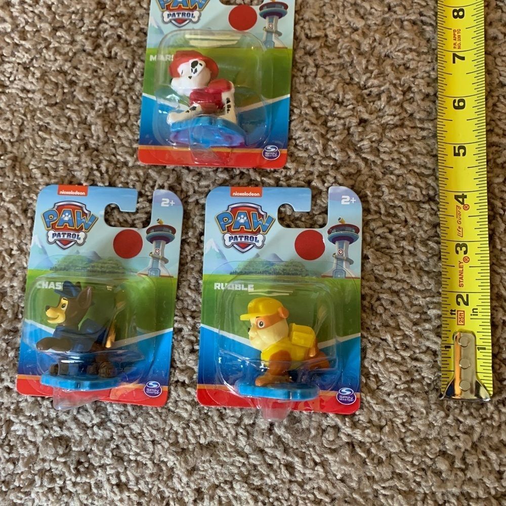 3 Paw Patrol Mini Figures Cake Topper Chase Marshall Rubble